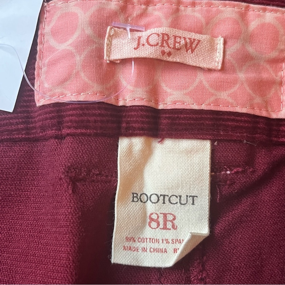 NWT J.Crew Factory Bootcut Stretch Vintage Cords 
Dark Red (8R) - Picture 4 of 6